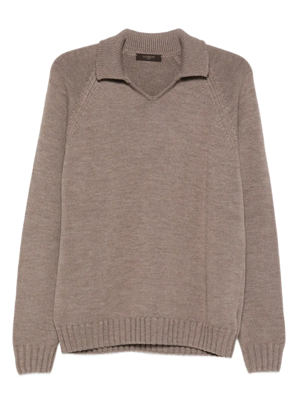 Шерстяной свитер с воротником-поло Zanone, коричневый 
Шерстяной свитер с воротником-поло Zanone, коричневый