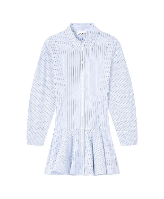 Платье-Рубашка в синюю полоску Ganni, синий
Платье-Рубашка в синюю полоску Ganni, синий