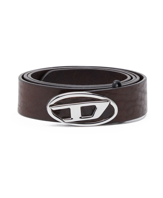 Двусторонний кожаный ремень с овальным логотипом в форме буквы D. Diesel, коричневый
Двусторонний кожаный ремень с овальным логотипом в форме буквы D. Diesel, коричневый