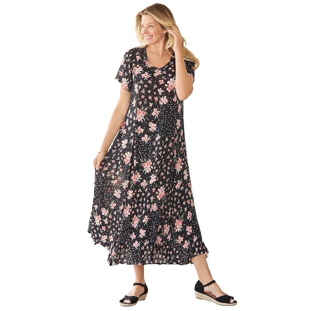 Женщина в женском мятом платье больших размеров с короткими рукавами Woman Within, цвет Black Patch Floral
Женщина в женском мятом платье больших размеров с короткими рукавами Woman Within, цвет Black Patch Floral