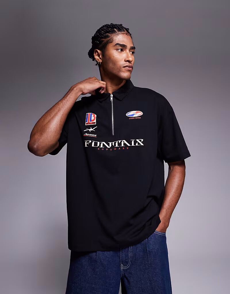 Поло свободного кроя ASOS DESIGN черного цвета со спортивной графикой
Поло свободного кроя ASOS DESIGN черного цвета со спортивной графикой