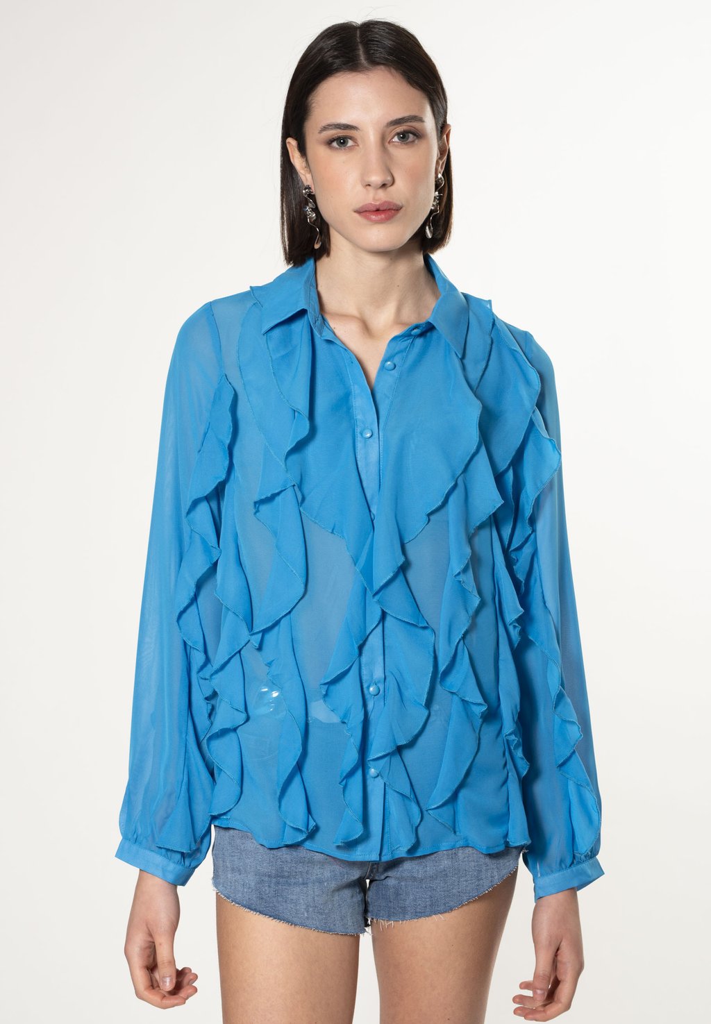 Блузка на пуговицах FRILLED INFLUENCER, синий
Блузка на пуговицах FRILLED INFLUENCER, синий