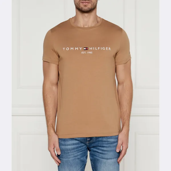 Облегающая футболка Tommy Hilfiger, коричневый 
Облегающая футболка Tommy Hilfiger, коричневый