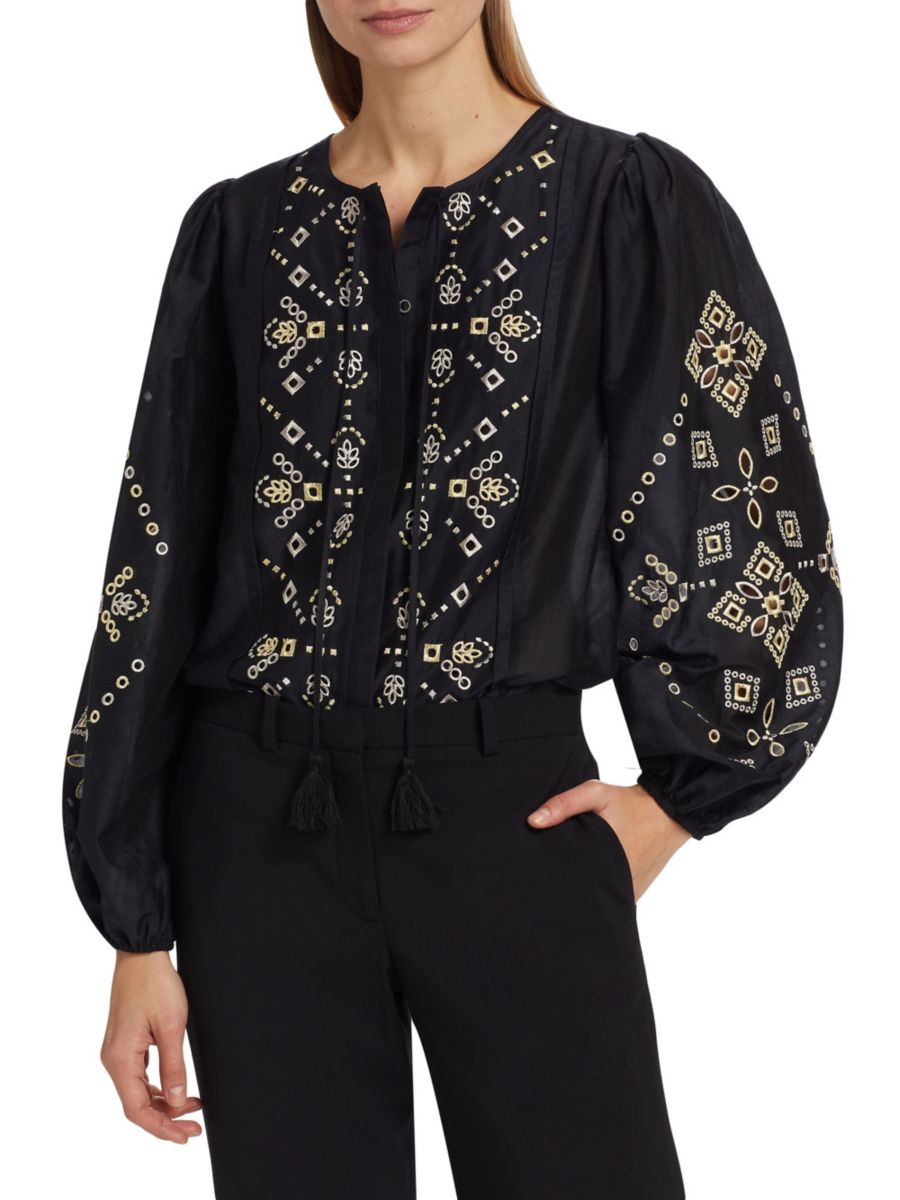 Блузка Bridgette из хлопка и шелка с вышивкой Kobi Halperin, черный
Блузка Bridgette из хлопка и шелка с вышивкой Kobi Halperin, черный