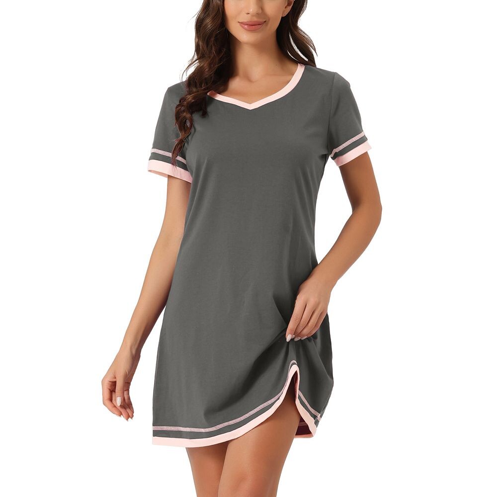 Женская ночная рубашка с коротким рукавом контрастного цвета, ночная рубашка с V-образным вырезом, ночная рубашка Cheibear, серый
Женская ночная рубашка с коротким рукавом контрастного цвета, ночная рубашка с V-образным вырезом, ночная рубашка Cheibear, серый