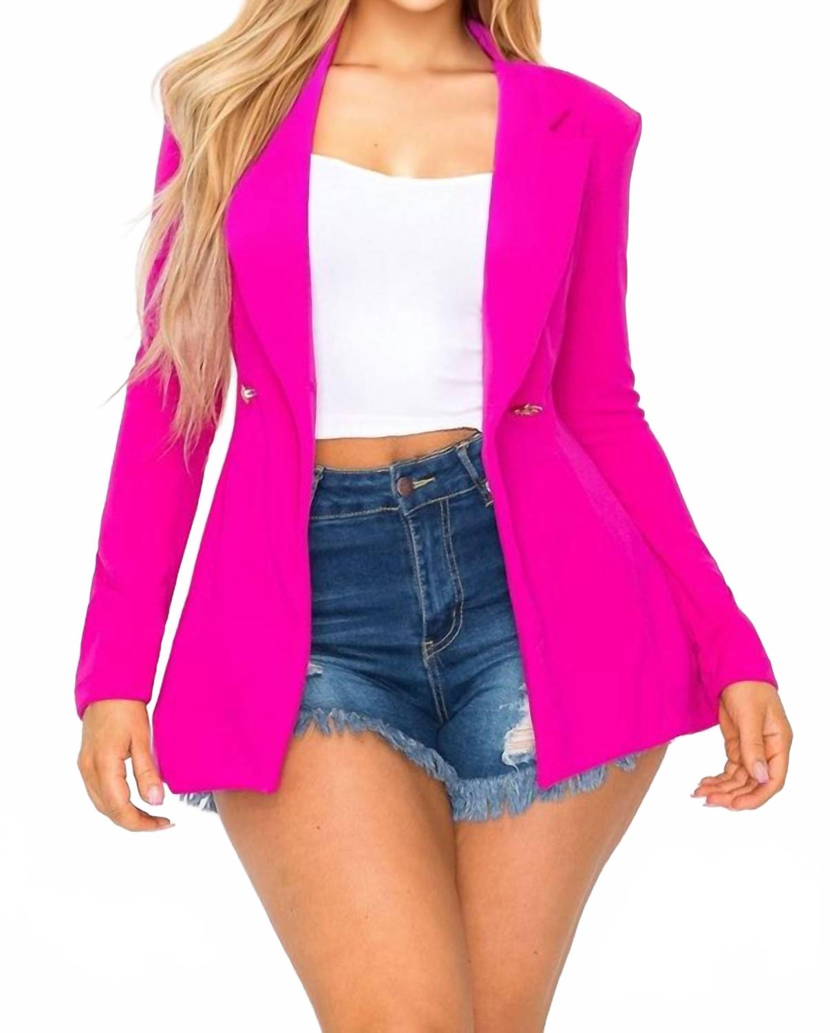 Однопуговичный блейзер в розовом цвете GIBIU
Однопуговичный блейзер в розовом цвете GIBIU