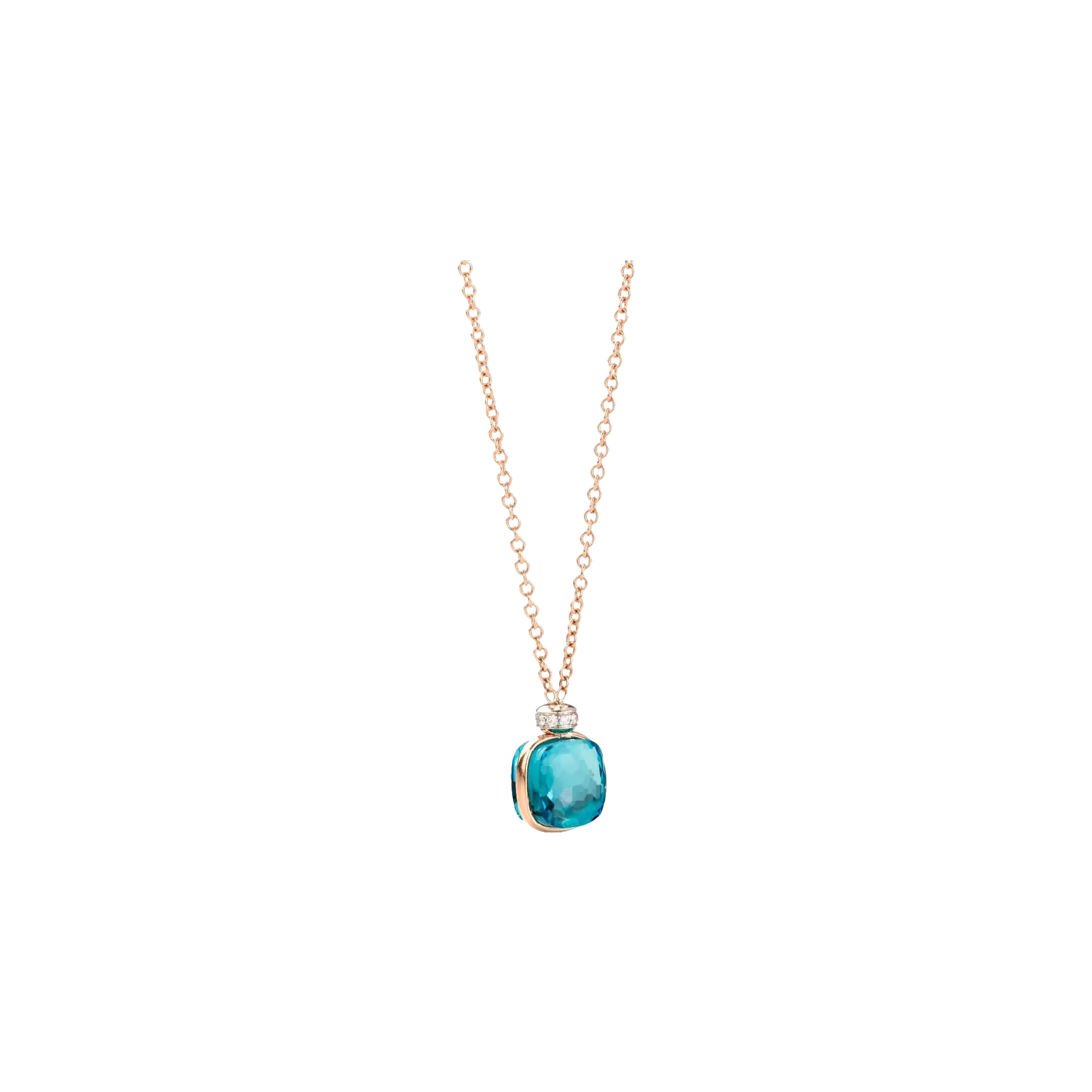 Колье Pomellato Nudo из розового и белого золота с голубым топазом и бриллиантами
Колье Pomellato Nudo из розового и белого золота с голубым топазом и бриллиантами