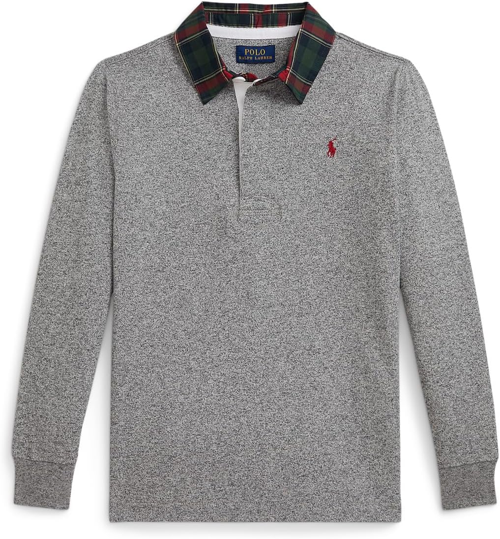 Рубашка регби из хлопкового джерси с клетчатым воротником Polo Ralph Lauren Kids, Collegiate Heather/Trophy Cream
Рубашка регби из хлопкового джерси с клетчатым воротником Polo Ralph Lauren Kids, Collegiate Heather/Trophy Cream