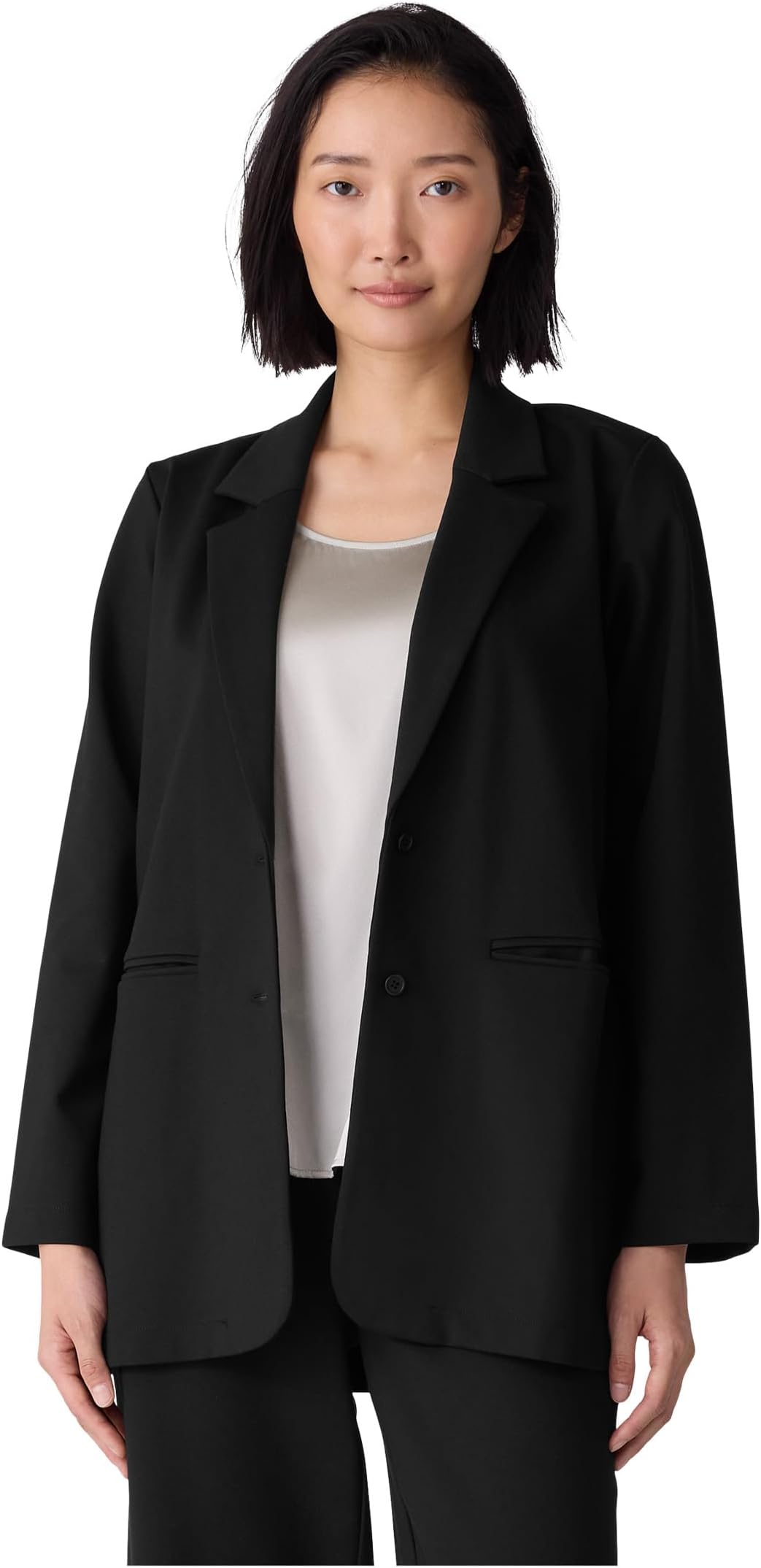 Блейзер Eileen Fisher Washable Flex Ponte Long Blazer, черный 
Блейзер Eileen Fisher Washable Flex Ponte Long Blazer, черный