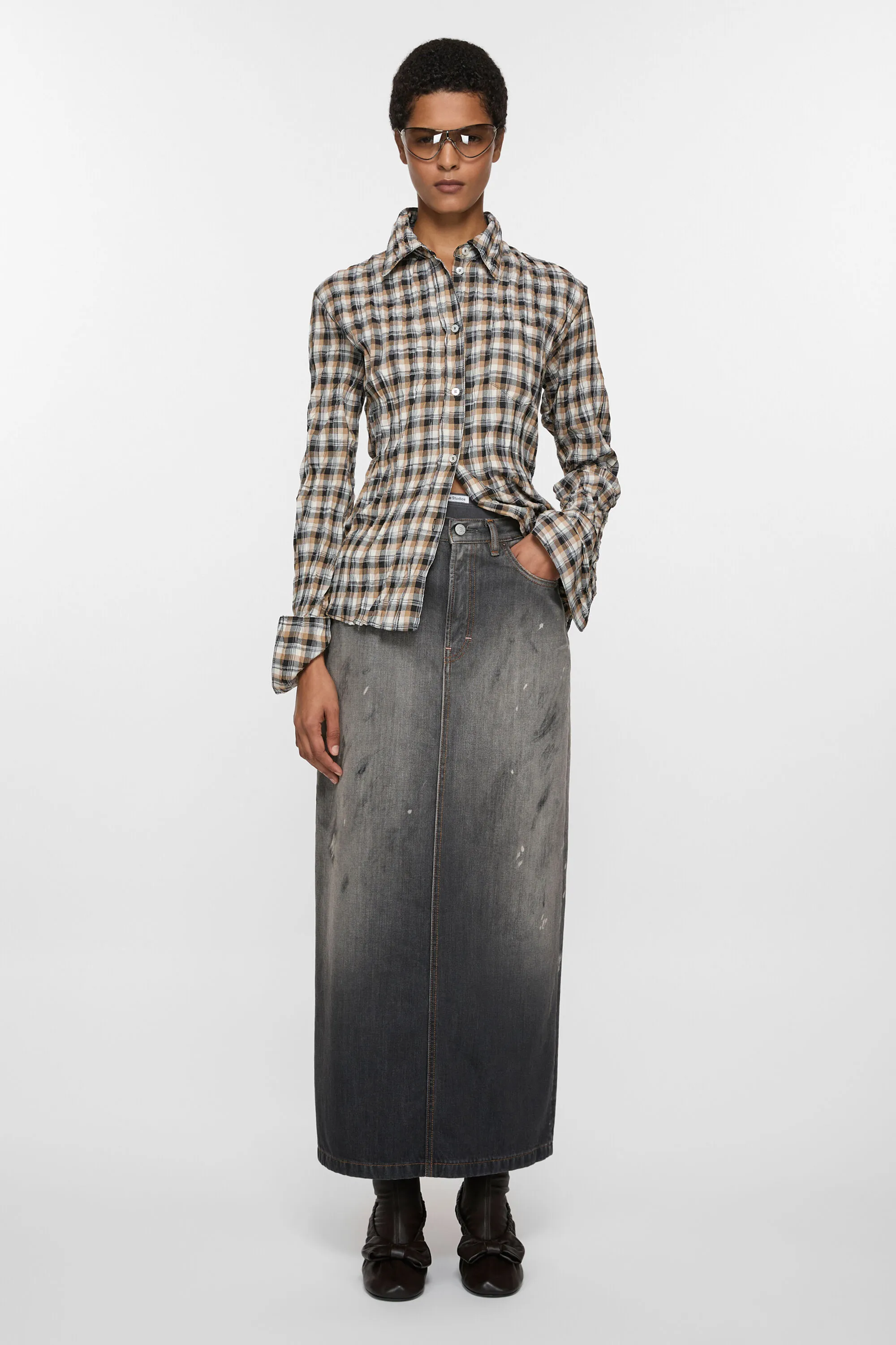 Джинсовая юбка средней длины Acne Studios, черный 
Джинсовая юбка средней длины Acne Studios, черный