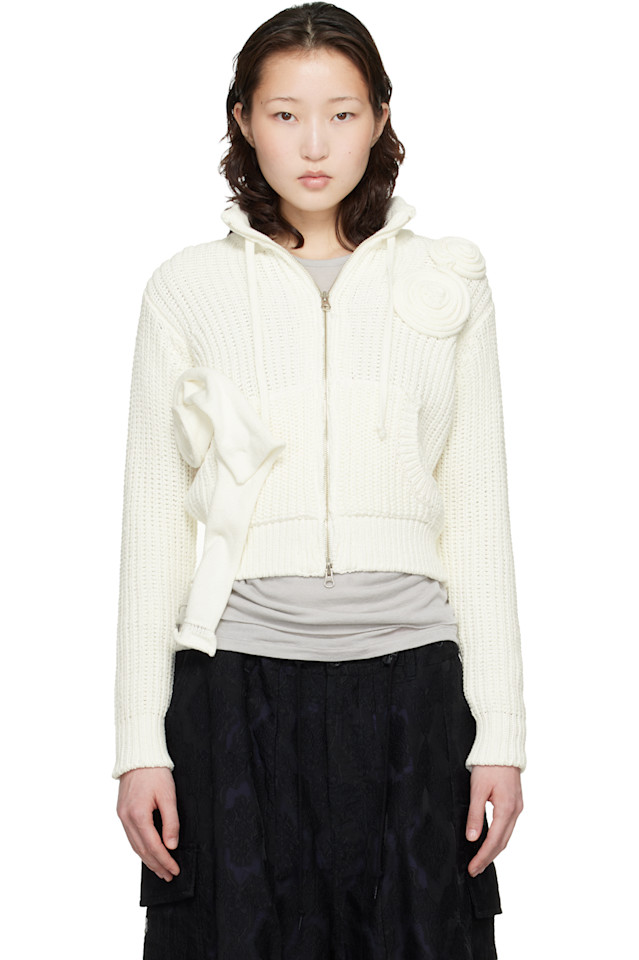 Вязаный свитер на молнии с аппликацией Open Yy, белый
Вязаный свитер на молнии с аппликацией Open Yy, белый