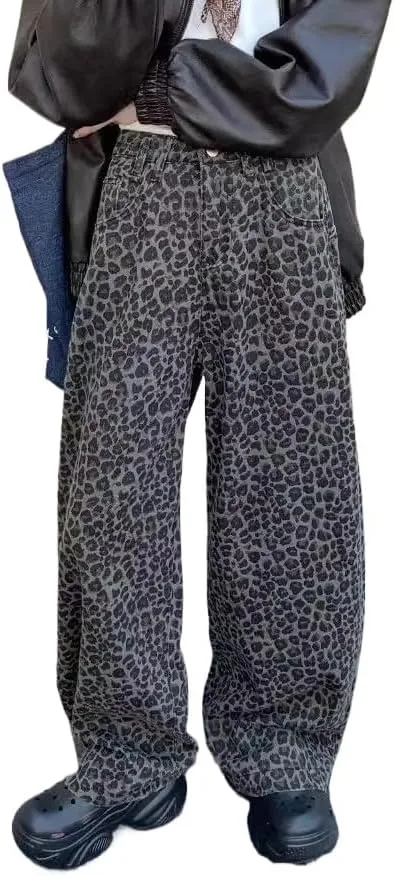 Джинсы Leopard Print для женщин, Wide Leg, Washed Denim, High Waisted Uohuangjia
Джинсы Leopard Print для женщин, Wide Leg, Washed Denim, High Waisted Uohuangjia