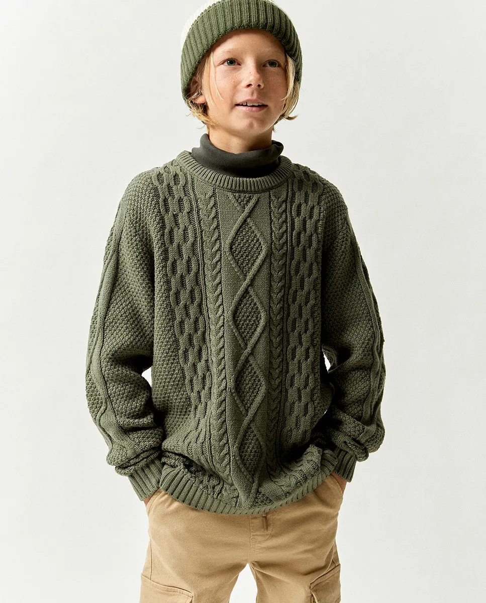 Свитер с аранами Sfera, хаки
Свитер с аранами Sfera, хаки