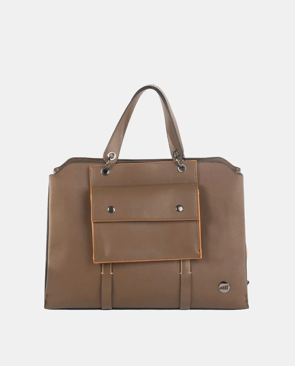 Сумка ручная цвета тауп в сочетании с охрой Volum, коричневый
Сумка ручная цвета тауп в сочетании с охрой Volum, коричневый