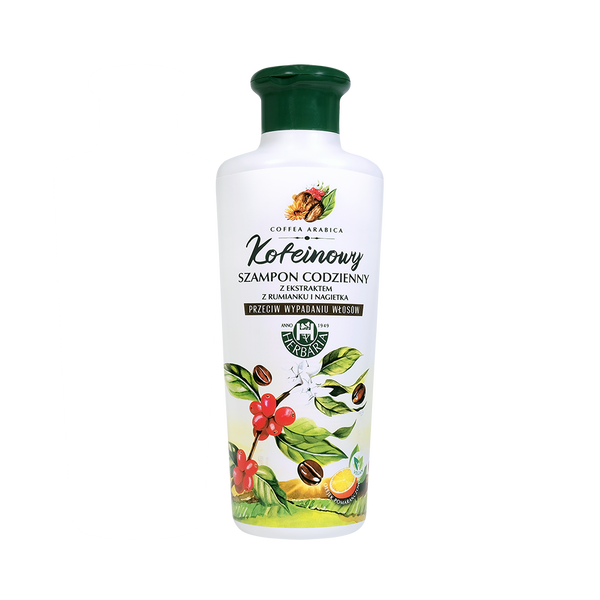 Кофеиновый ежедневный шампунь для волос, 250 мл Herbaria Banfi Rumianek i nagietek
Кофеиновый ежедневный шампунь для волос, 250 мл Herbaria Banfi Rumianek i nagietek