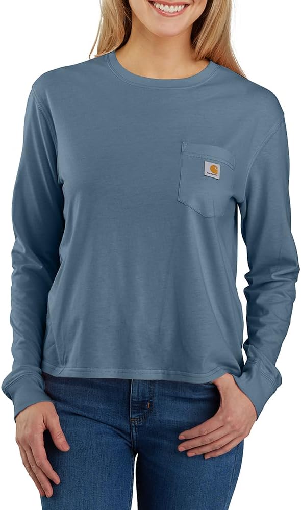 Carhartt женская футболка с длинным рукавом и карманом, свободного кроя, из серии Tencel Fiber, Thundercloud
Carhartt женская футболка с длинным рукавом и карманом, свободного кроя, из серии Tencel Fiber, Thundercloud