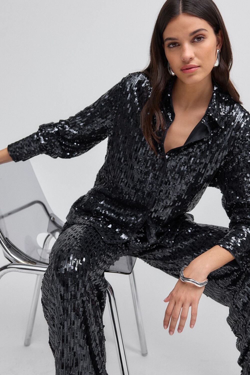 Рубашка с пайетками на пуговицах Next, синий
Рубашка с пайетками на пуговицах Next, синий