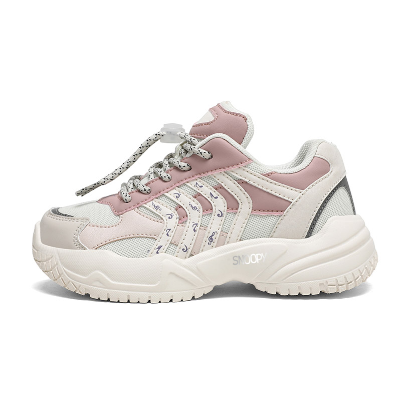 Кроссовки для бега с низким верхом, противоскользящие, устойчивые к истиранию, дышащие, детские SNOOPY, розовый/белый 
Кроссовки для бега с низким верхом, противоскользящие, устойчивые к истиранию, дышащие, детские SNOOPY, розовый/белый