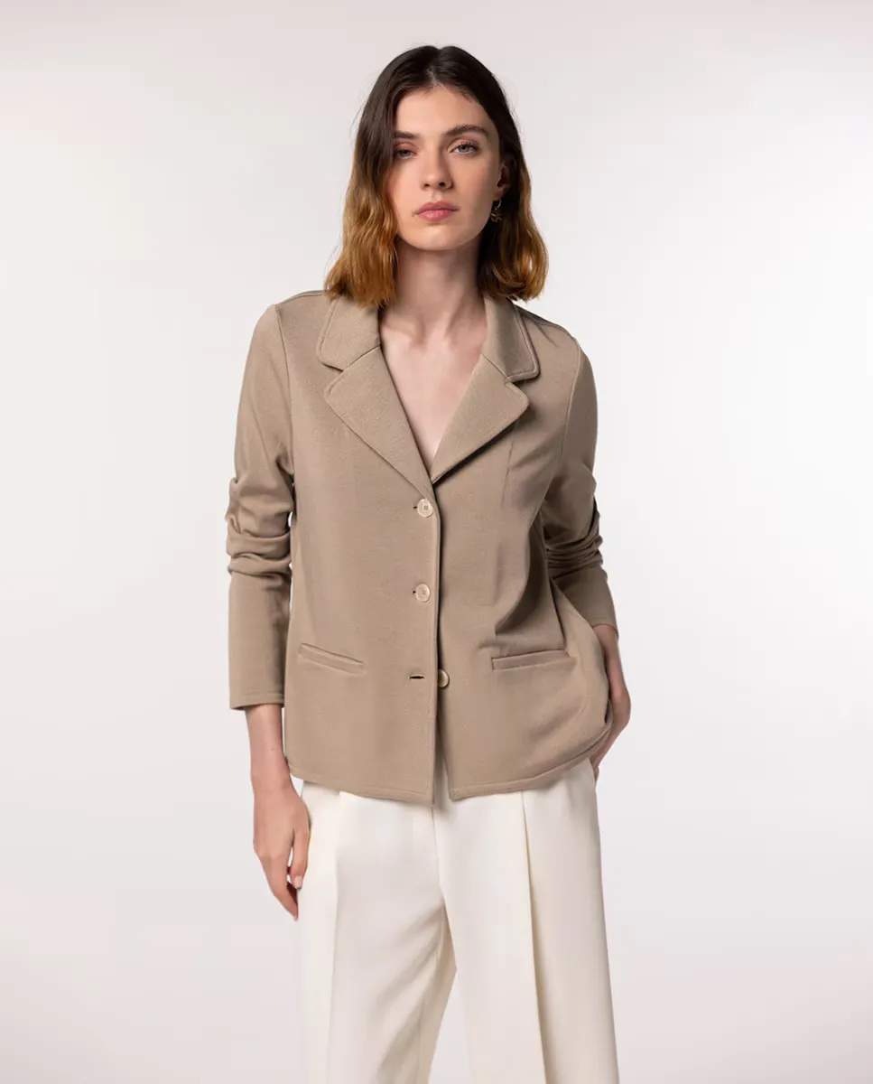 Женский трикотажный блейзер с передними карманами Naulover, бежевый
Женский трикотажный блейзер с передними карманами Naulover, бежевый