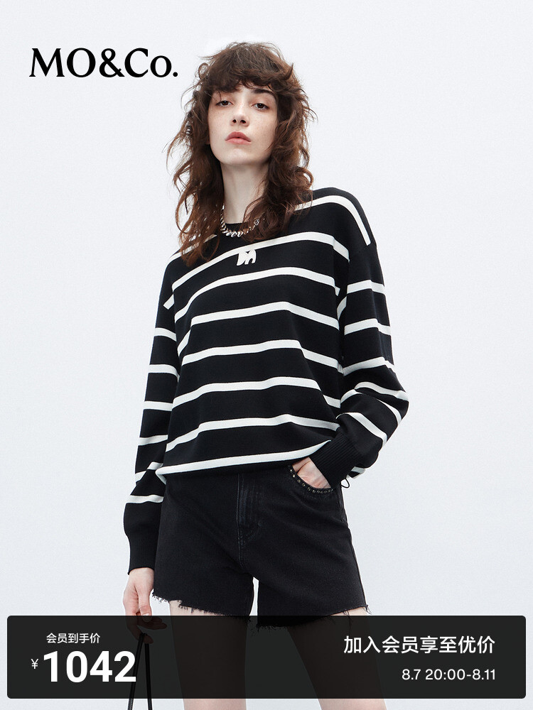 Свободный свитер Moco в студенческом стиле, черно-белый
Свободный свитер Moco в студенческом стиле, черно-белый