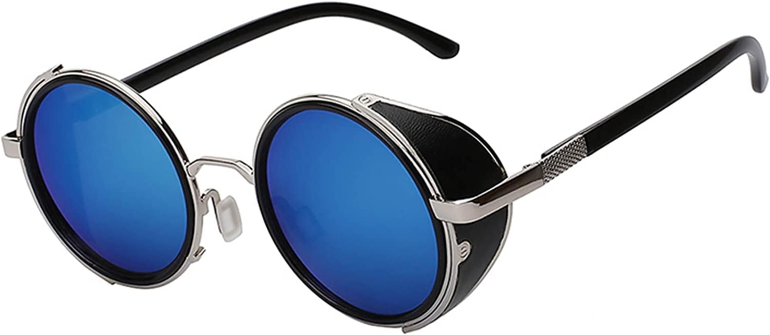 Солнцезащитные очки в стиле стимпанк, готика, ретро, винтаж, хиппи, с круглой оправой из цветного металла и цветными линзами, модель OWL, Gothic - Silver Blue Mirror
Солнцезащитные очки в стиле стимпанк, готика, ретро, винтаж, хиппи, с круглой оправой из цветного металла и цветными линзами, модель OWL, Gothic - Silver Blue Mirror