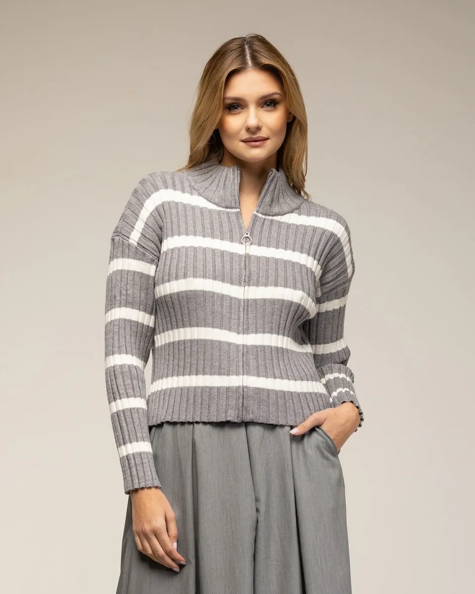 Женская полосатая трикотажная куртка в рубчик Tantra, серый
Женская полосатая трикотажная куртка в рубчик Tantra, серый