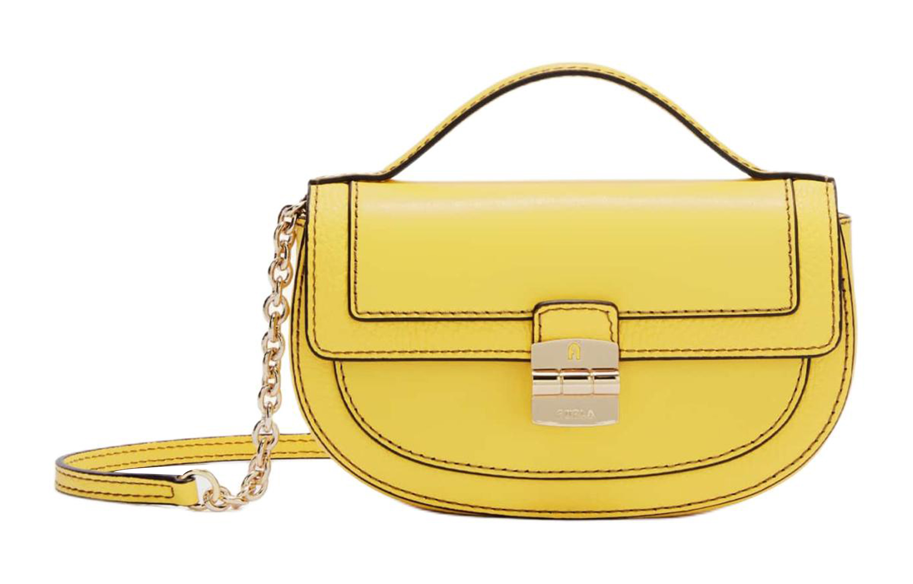 Furla Club 2 Grain Calfskin Saddle Bag Handbag, Shoulder Bag, Crossbody Bag Mini Women's Yellow
Furla Club 2 Grain Calfskin Saddle Bag Handbag, Shoulder Bag, Crossbody Bag Mini Women's Yellow