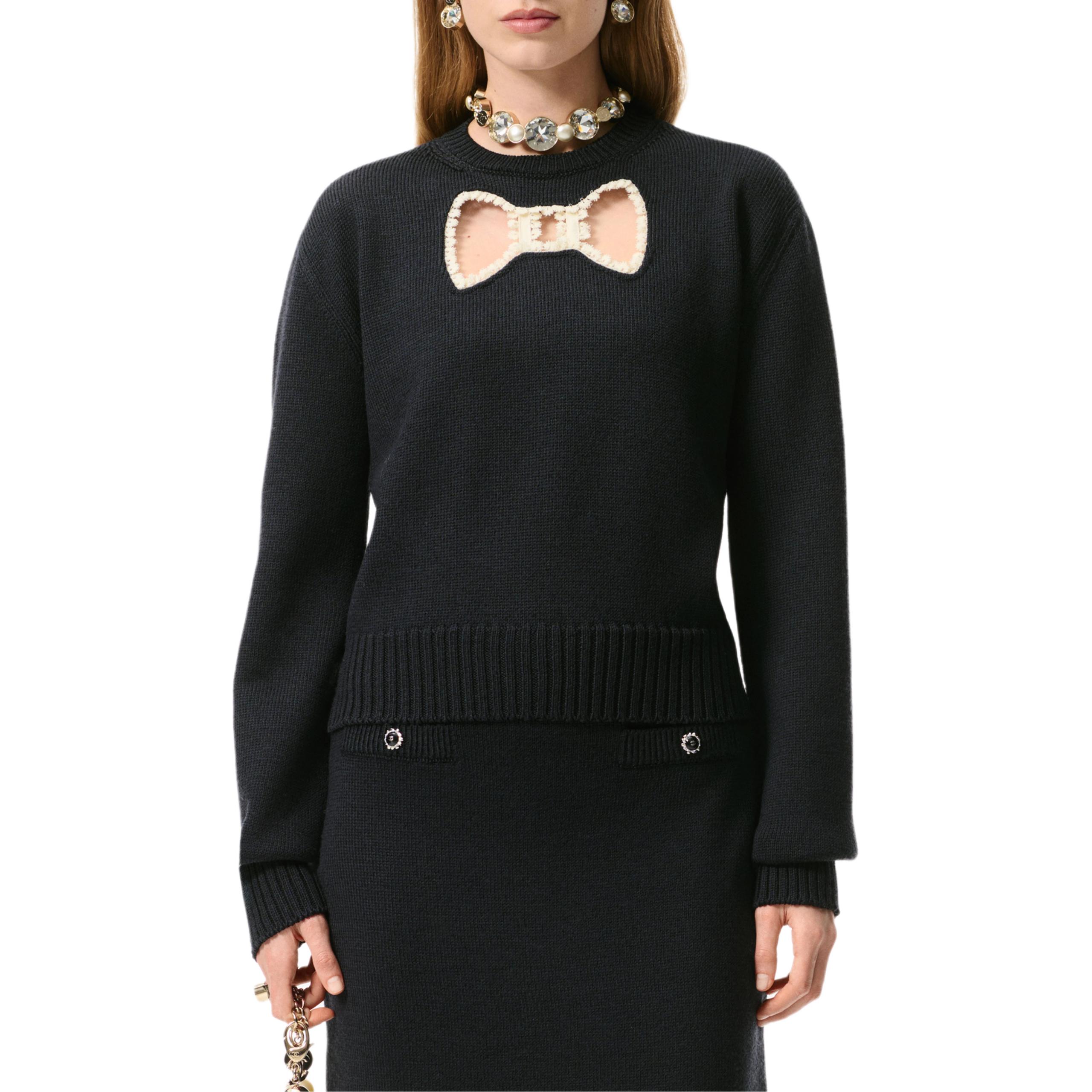 CHANEL Трикотажный свитер для женщин, черный, круглый вырез, умеренная посадка
CHANEL Трикотажный свитер для женщин, черный, круглый вырез, умеренная посадка