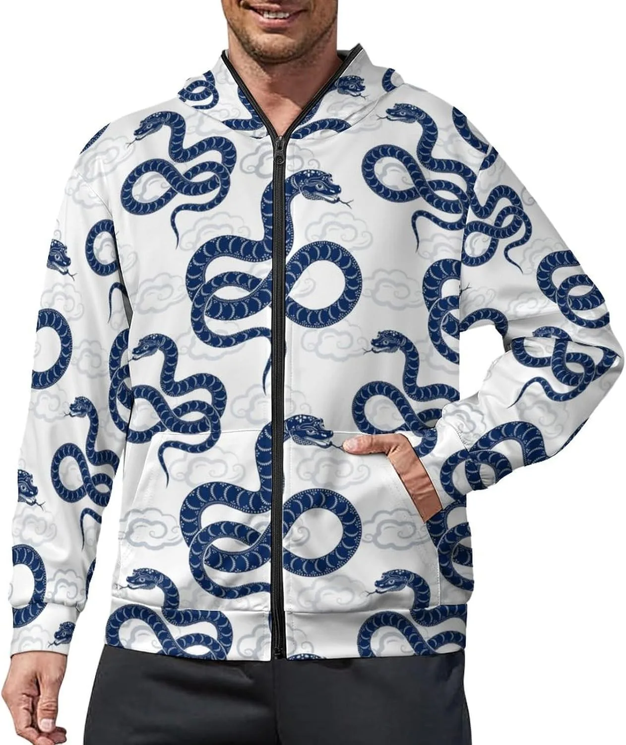 Snake Print мужская повседневная худи на молнии с карманами
Snake Print мужская повседневная худи на молнии с карманами