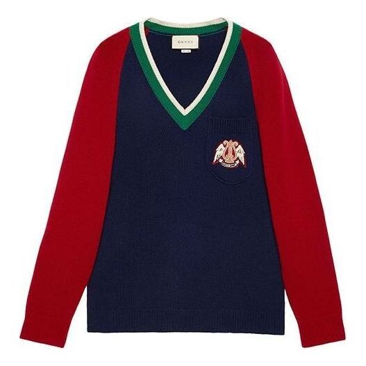 Свитер v-neck wool sweater with lyre 'blue' Gucci, синий
Свитер v-neck wool sweater with lyre 'blue' Gucci, синий