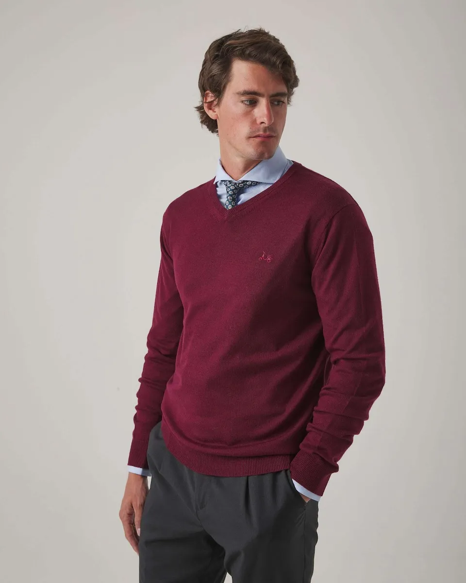 Мужской свитер с V-образным вырезом Scotta 1985, бордовый
Мужской свитер с V-образным вырезом Scotta 1985, бордовый