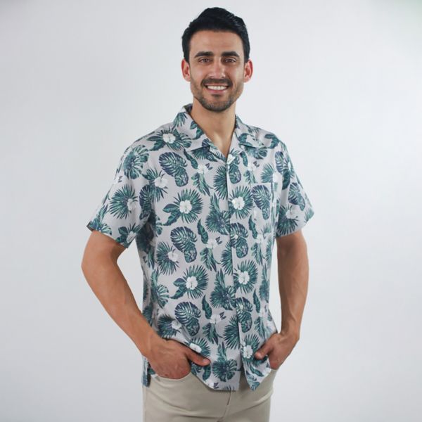 Мужская льняная рубашка с коротким рукавом Jachs, цвет grey leaves 
Мужская льняная рубашка с коротким рукавом Jachs, цвет grey leaves