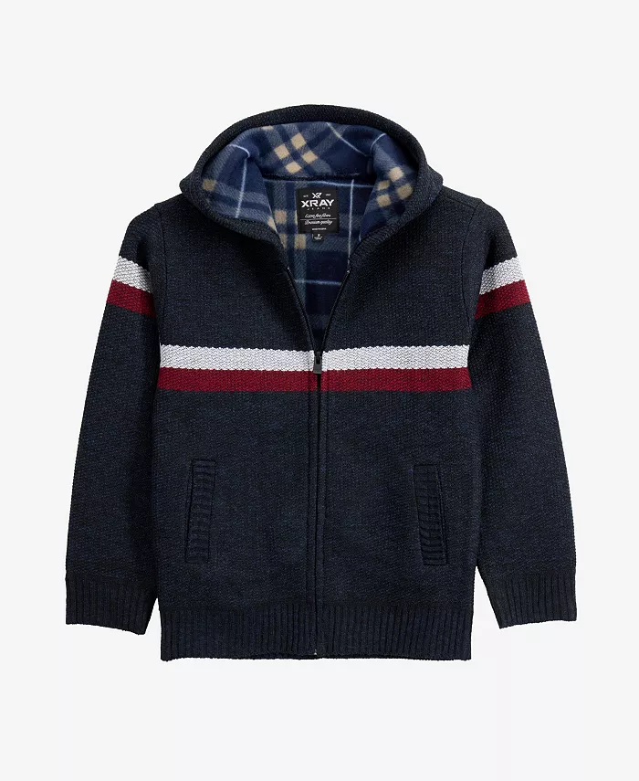 Свитер с капюшоном, застежкой-молнией, полосками и подкладкой из искусственной овчины для мальчиков XRAY, синий
Свитер с капюшоном, застежкой-молнией, полосками и подкладкой из искусственной овчины для мальчиков XRAY, синий