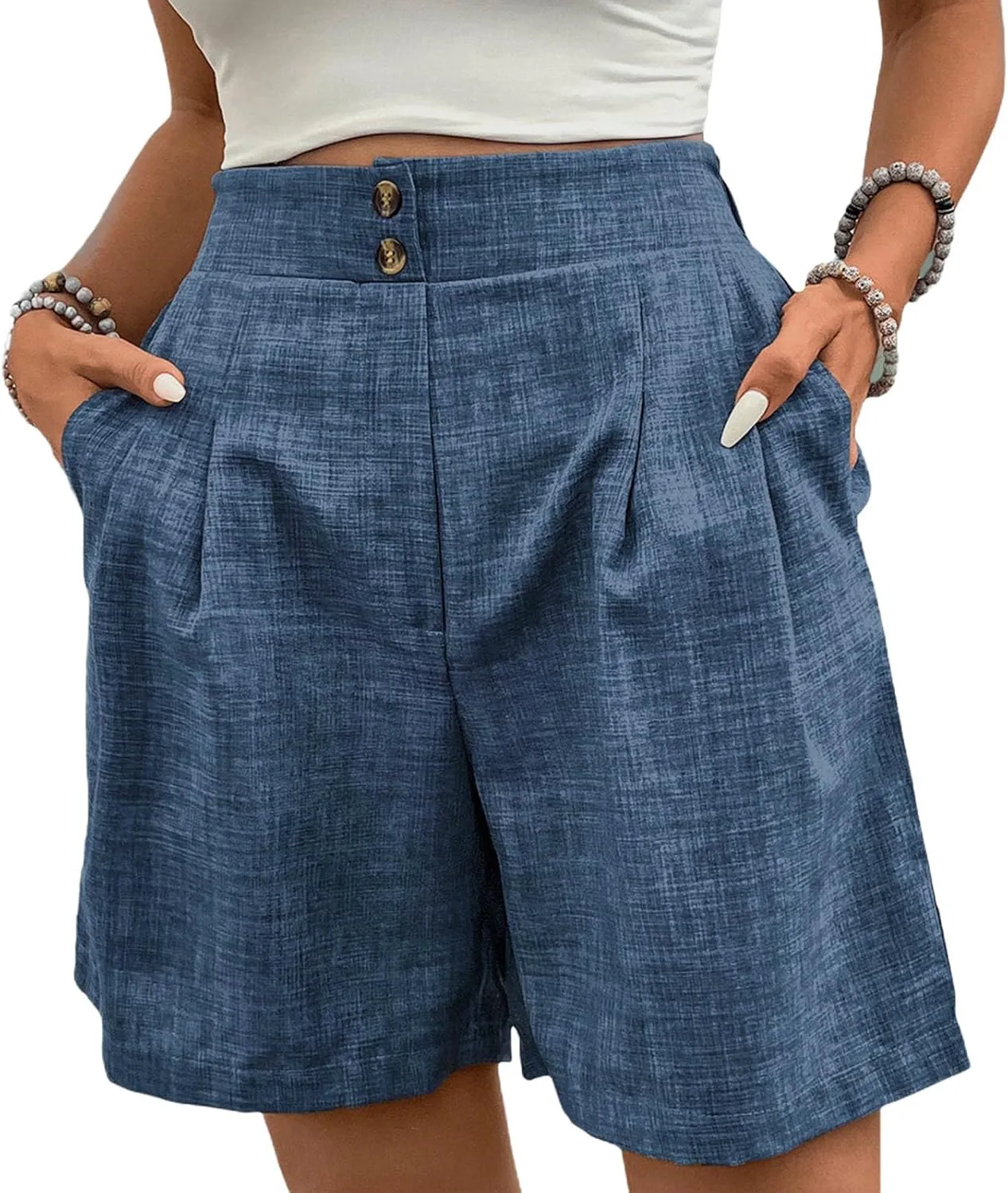 Женские шорты с высокой талией и складками OTSANT
Женские шорты с высокой талией и складками OTSANT