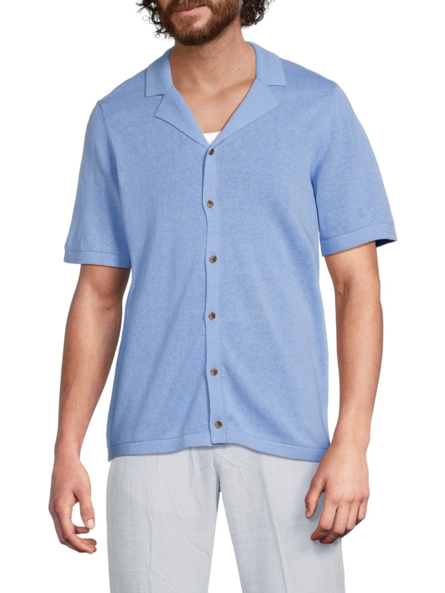Трикотажная рубашка с короткими рукавами и застежкой на пуговицы из льняной смеси Saks Fifth Avenue, цвет Mediterrranean Sea
Трикотажная рубашка с короткими рукавами и застежкой на пуговицы из льняной смеси Saks Fifth Avenue, цвет Mediterrranean Sea