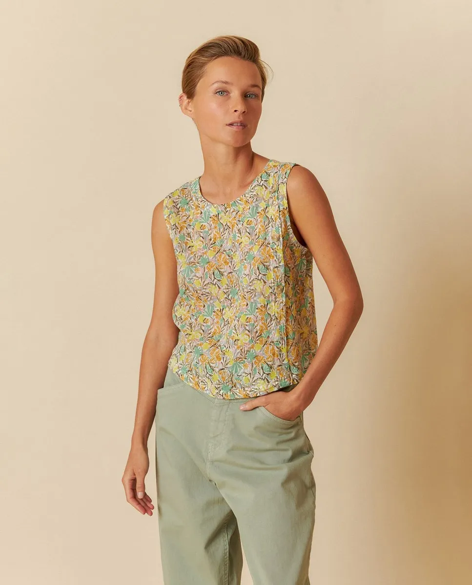 Женская блузка без рукавов с круглым вырезом Indi & Cold, мультиколор 
Женская блузка без рукавов с круглым вырезом Indi & Cold, мультиколор