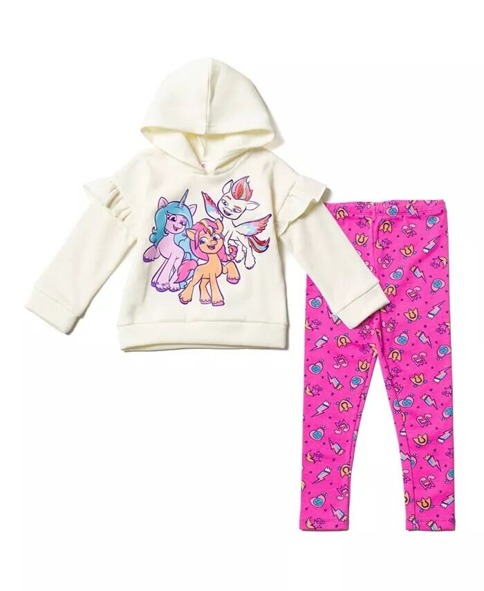 Пуловер из флиса с капюшоном и леггинсами для девочек My Pony Zipp Storm Sunny Starscout Izzy Moonbow, комплект одежды My Little Pony, белый