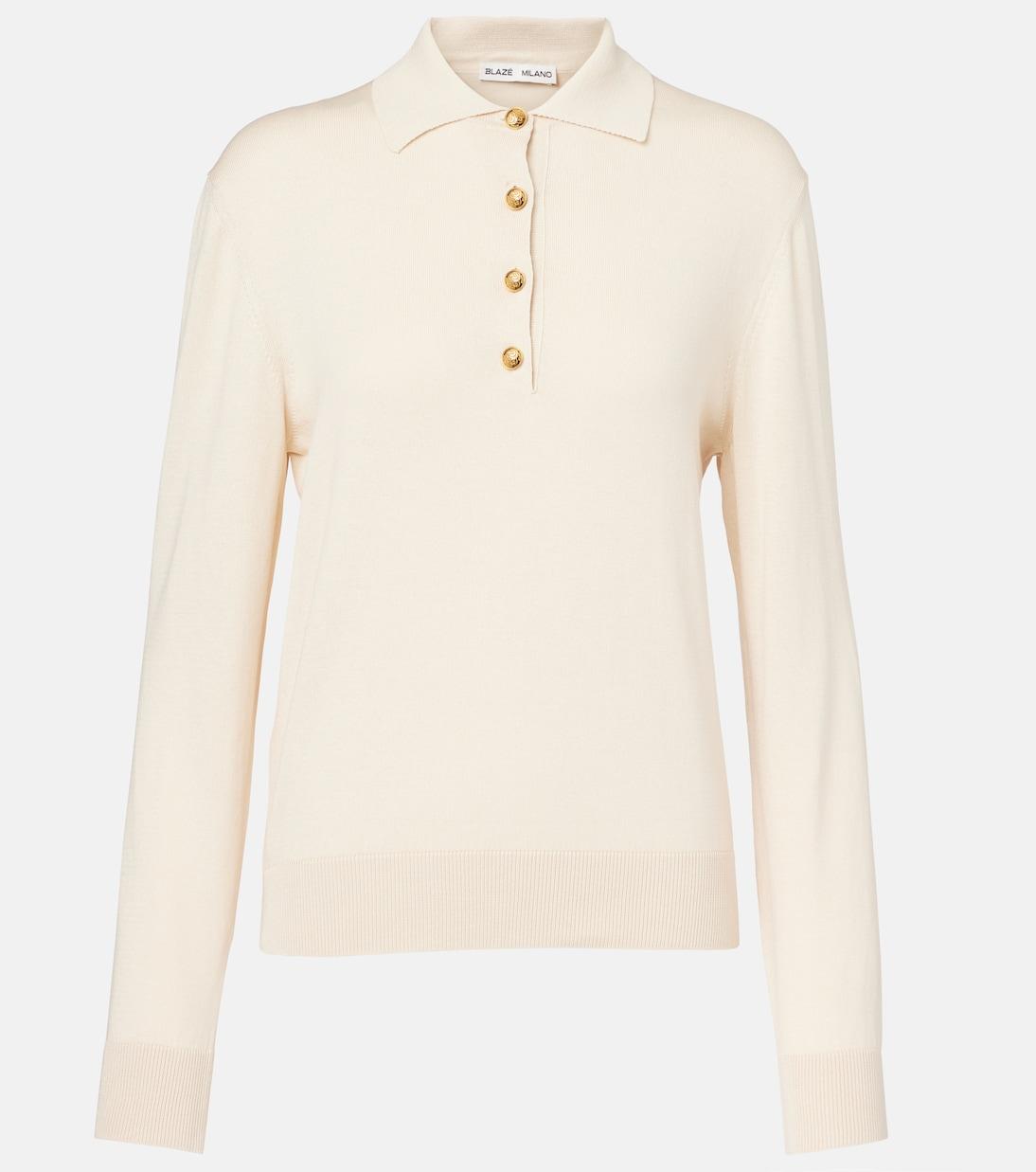 Свитер-поло из алжирского шелка и хлопка Blazé Milano, Butter
Свитер-поло из алжирского шелка и хлопка Blazé Milano, Butter