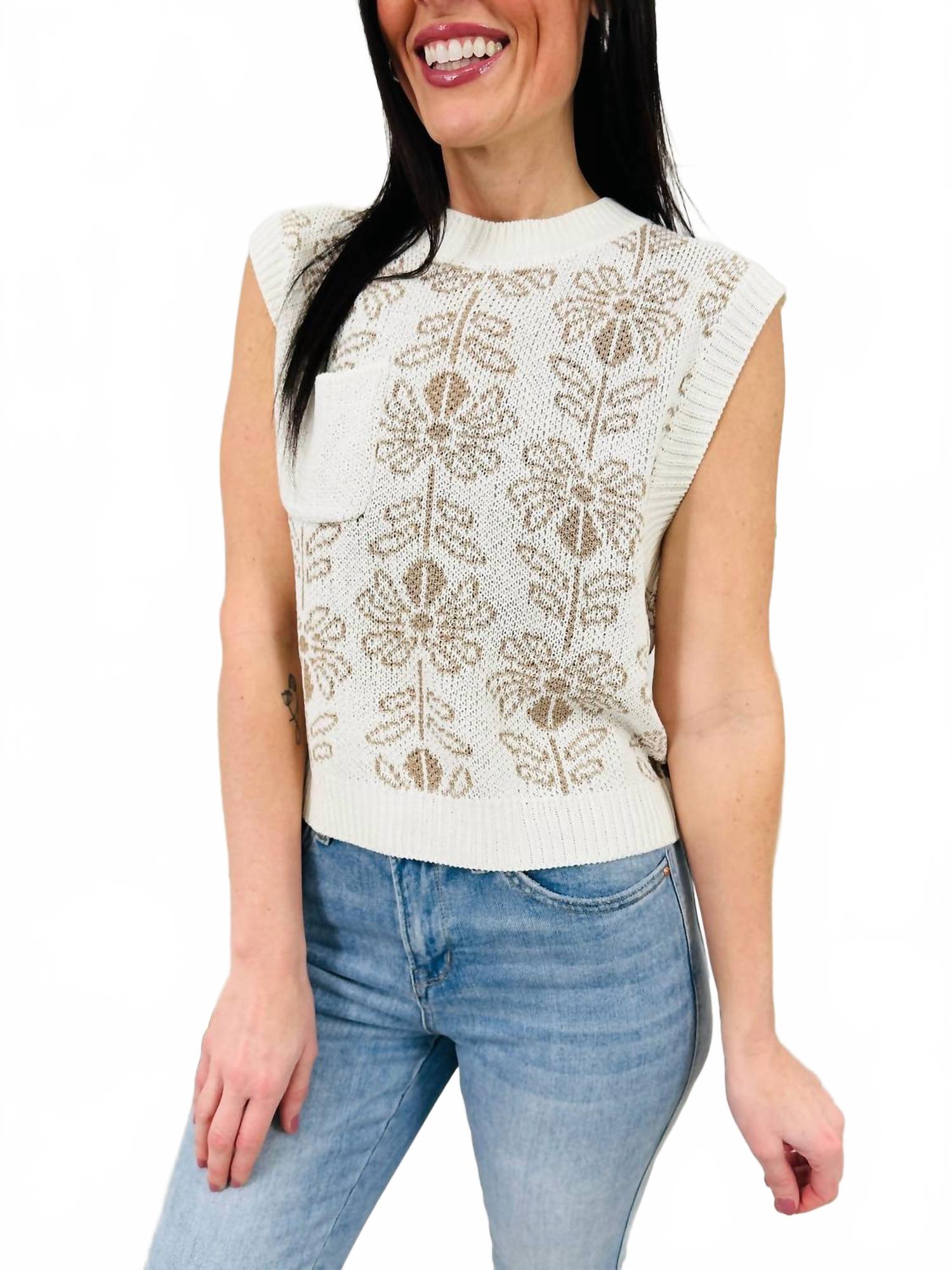 Бесплечевый цветочный свитер в коричневом оттенке Butter LA MIEL
Бесплечевый цветочный свитер в коричневом оттенке Butter LA MIEL