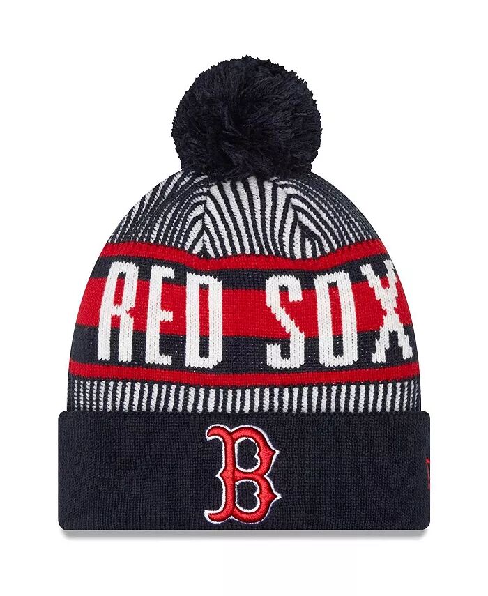 Мужская темно-синяя вязаная шапка Boston Red Sox в полоску с манжетами и помпоном New Era
Мужская темно-синяя вязаная шапка Boston Red Sox в полоску с манжетами и помпоном New Era