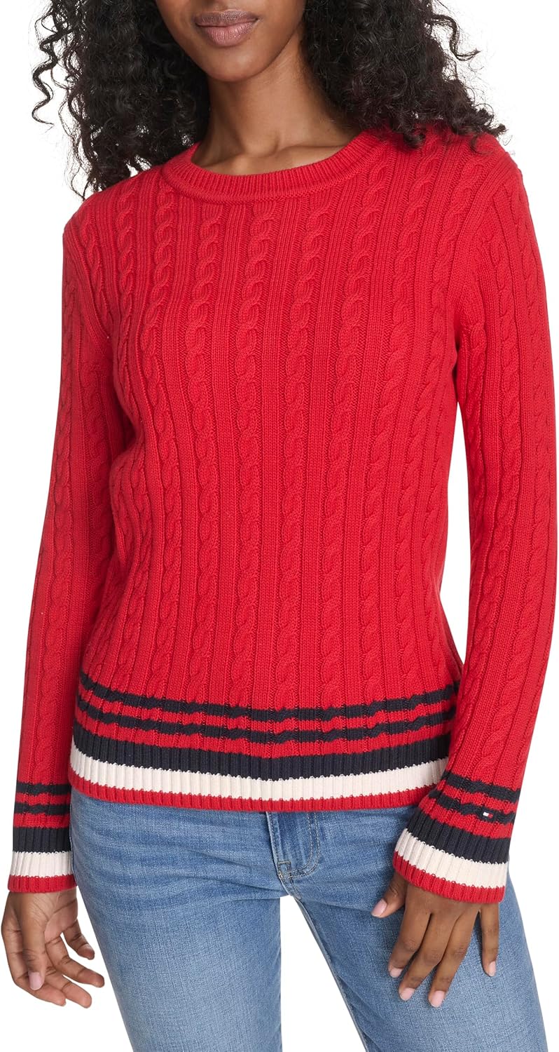 Женский хлопковый свитер Tommy Hilfiger с круглым вырезом и косами, Scarlet Multi
Женский хлопковый свитер Tommy Hilfiger с круглым вырезом и косами, Scarlet Multi