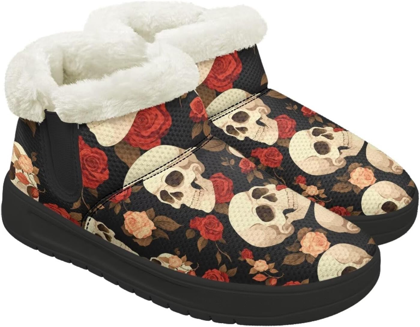 Ботинки Forchrinse для женщин и мужчин, зимние теплые с меховой подкладкой, удобные пушистые ботинки с противоскользящей подошвой, Skull Rose Print
Ботинки Forchrinse для женщин и мужчин, зимние теплые с меховой подкладкой, удобные пушистые ботинки с противоскользящей подошвой, Skull Rose Print