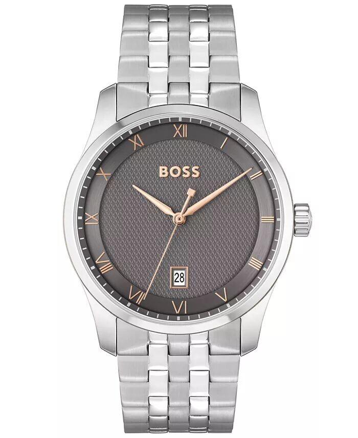 Мужские кварцевые часы с базовым календарем, серебристые из нержавеющей стали, 41 мм Hugo Boss
Мужские кварцевые часы с базовым календарем, серебристые из нержавеющей стали, 41 мм Hugo Boss