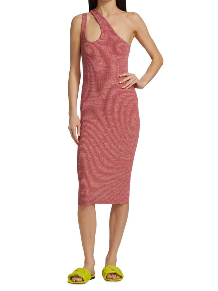 Вязаное платье Mila на одно плечо с вырезом Remain Birger Christensen, красный