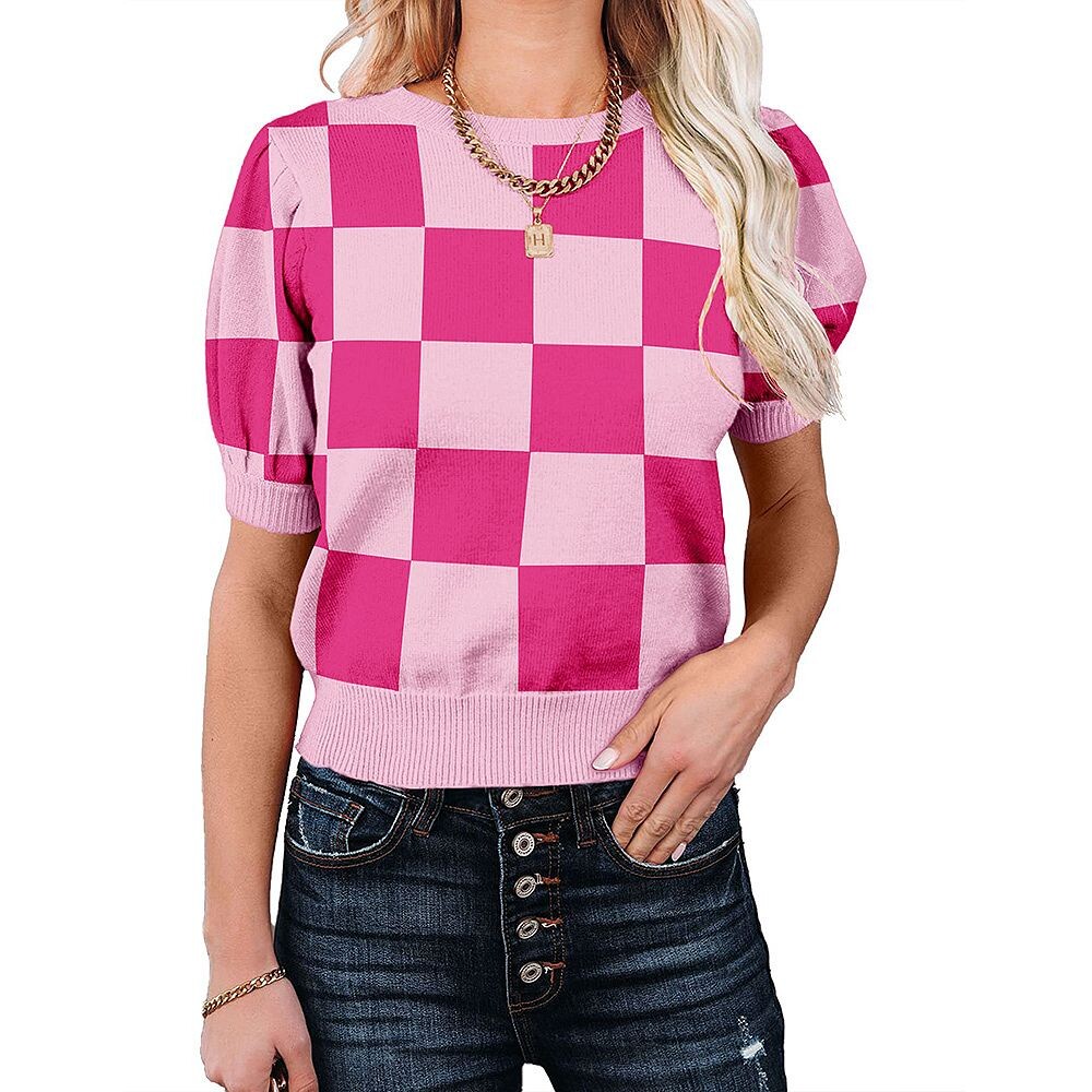 Женские свитера с круглым вырезом, базовый вязаный пуловер, легкие однотонные повседневные свитера, блузка MISSKY, цвет Rose Pink Group 
Женские свитера с круглым вырезом, базовый вязаный пуловер, легкие однотонные повседневные свитера, блузка MISSKY, цвет Rose Pink Group