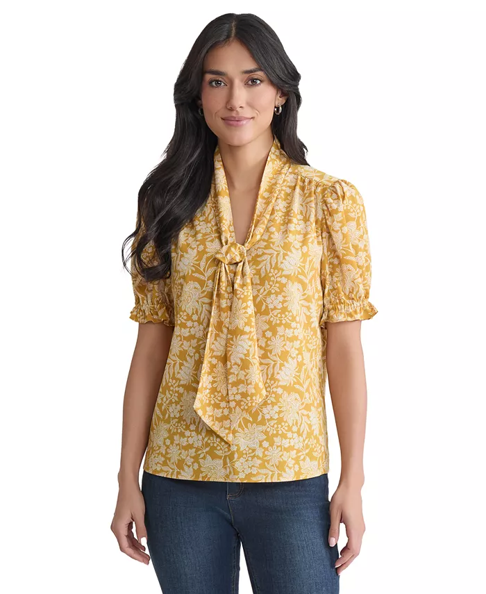 Женская блузка с короткими рукавами и завязкой на шее Jones New York, коричневый/бежевый
Женская блузка с короткими рукавами и завязкой на шее Jones New York, коричневый/бежевый