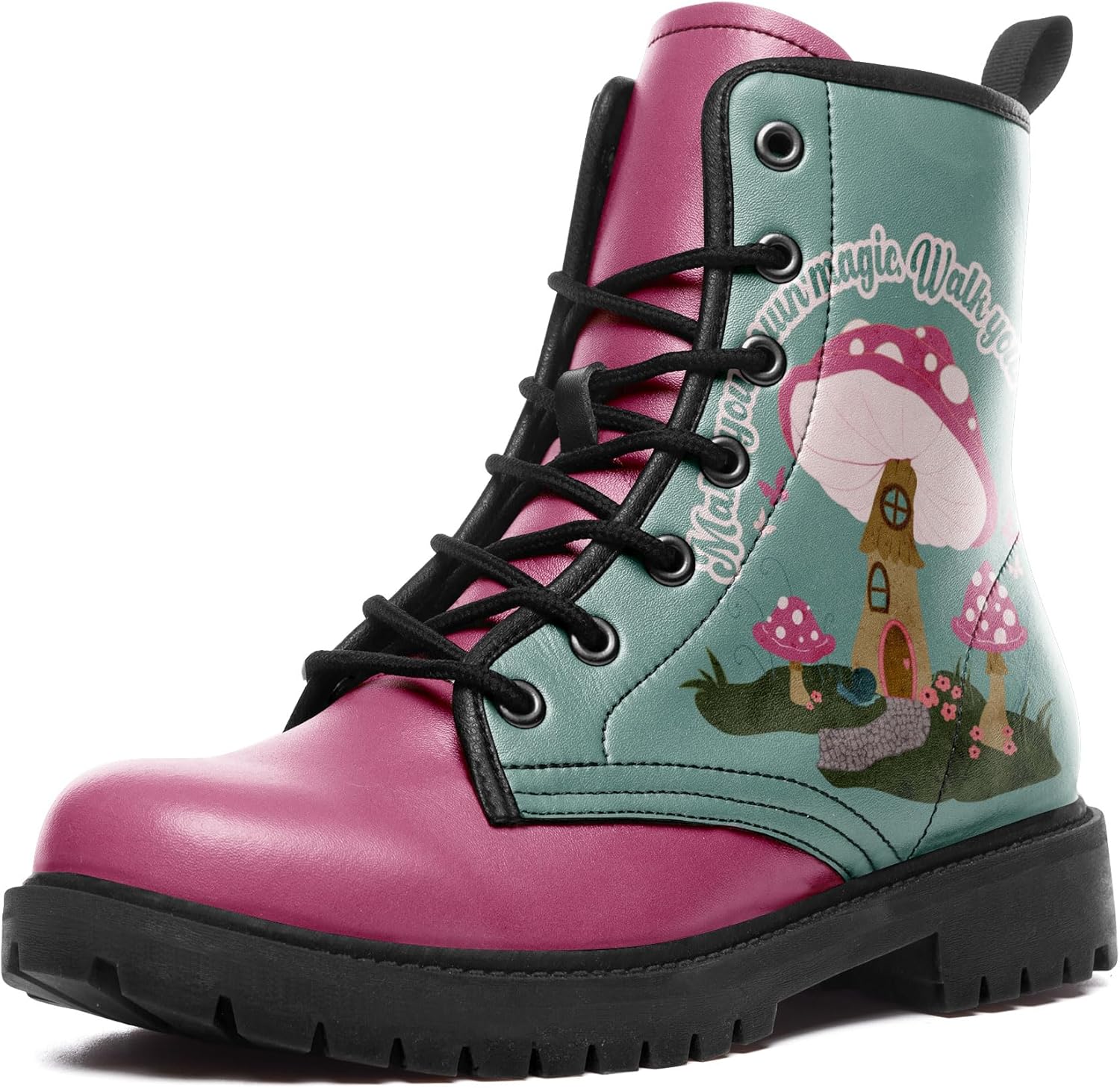 Женские кожаные боевые ботинки средней длины с шнуровкой, с художественными узорами грибов и цветов для походов и повседневной носки Awsole, черный/синий/розовый
Женские кожаные боевые ботинки средней длины с шнуровкой, с художественными узорами грибов и цветов для походов и повседневной носки Awsole, черный/синий/розовый