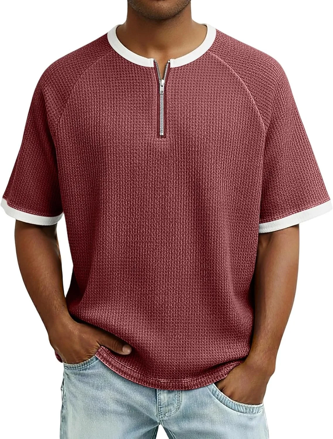 Мужская футболка с коротким рукавом и четвертной молнией Sdeycui
Мужская футболка с коротким рукавом и четвертной молнией Sdeycui