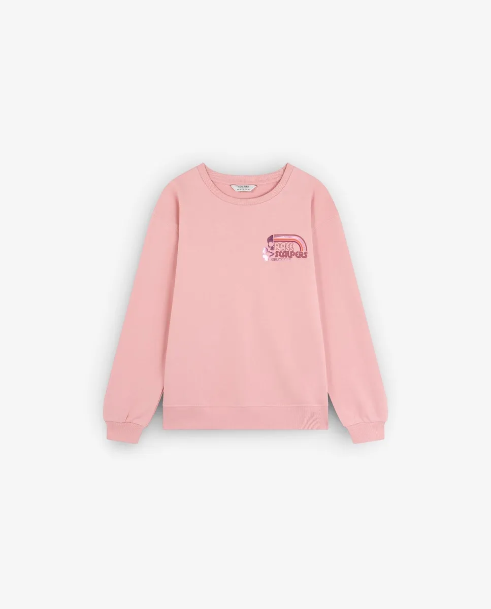 хлопковая толстовка для девочки без капюшона с принтом на спине Scalpers, розовый
хлопковая толстовка для девочки без капюшона с принтом на спине Scalpers, розовый