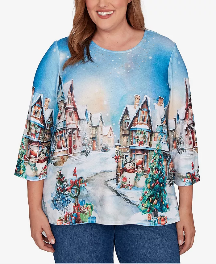 Классический топ размера плюс с декором Snow Cabin Village Scene с круглым вырезом Alfred Dunner, мультиколор
Классический топ размера плюс с декором Snow Cabin Village Scene с круглым вырезом Alfred Dunner, мультиколор